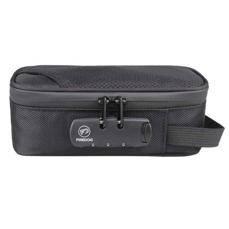 [Australia] - FIREDOG Smell Proof Bag with Lock, Carbon Lined Odor Proof Case Containers for Travel Storage 8x4x2.75 Inch (Pack of 1) Black 