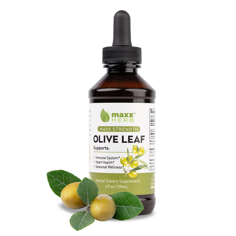[Australia] - Maxx Herb Olive Leaf Extract – Max Strength Oleuropein Liquid Absorbs Better Than Capsules or Tea, for Immune Support, Heart Health, and Seasonal Wellness - 4 Oz Bottle (60 Servings) 4 Fl Oz (Pack of 1) 