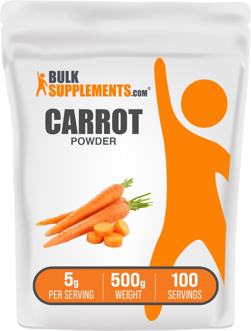 BulkSupplements.com Carrot Powder - Superfood Powder Supplement, Carrot Supplement - for Smoothies & Baking, Vegan & Gluten Free, 5g per Serving, 500g (1.1 lbs) (Pack of 1) 1.1 Pound (Pack of 1)