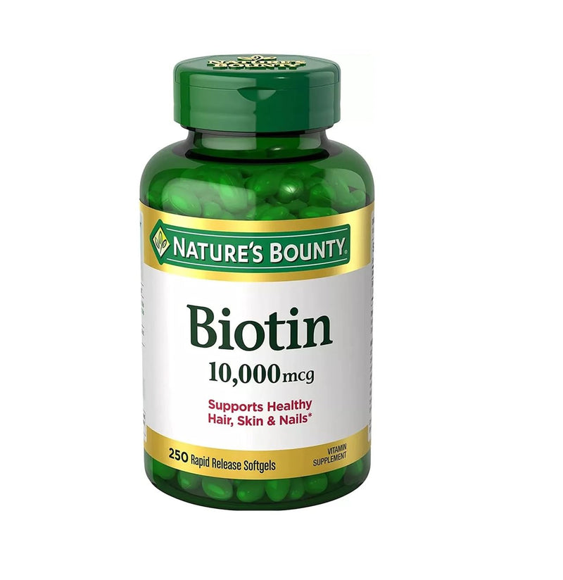 Nature's Bounty Biotin 10,000 mcg, 250 Rapid Release Softgels 250 Count (Pack of 1)