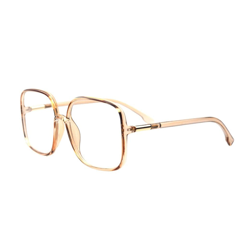 [Australia] - Shiratori Woman's New Retro Blue Light Blocking Glasses Big frame Nerd Eyeglasses Frame Anti Blue Ray Computer Game Glasses Brown 