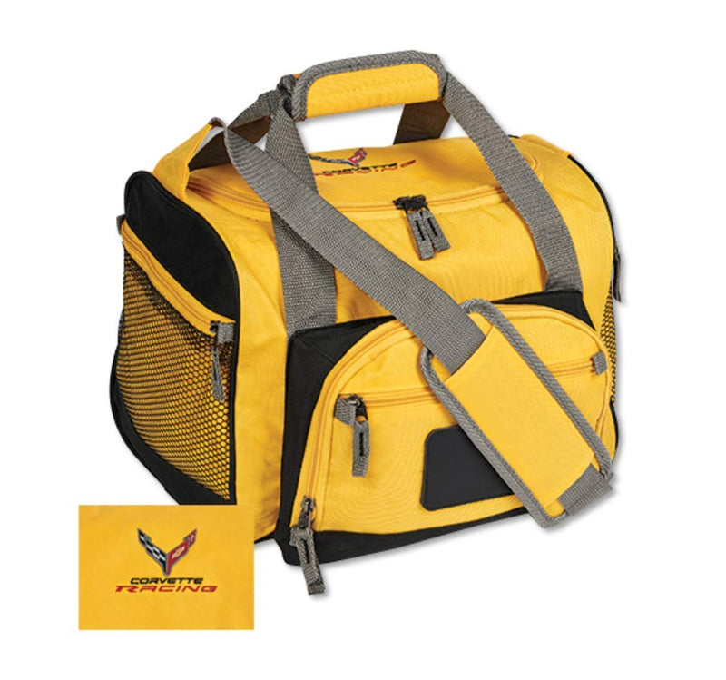 C8 Corvette Racing Ice Chest Soft Cooler - Insulated 12 Can Travel Duffel Bag : Yellow/Gray with Shoulder Strap