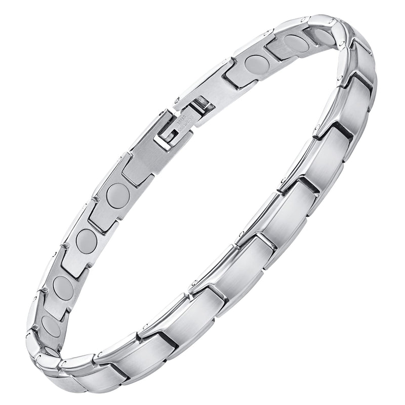 [Australia] - Feraco Magnetic Bracelet for Women Titanium Steel Magnetic Bracelet with Neodymium Magnets, Christmas Jewelry Gifts (Silver) Silver 8.66 Inches 