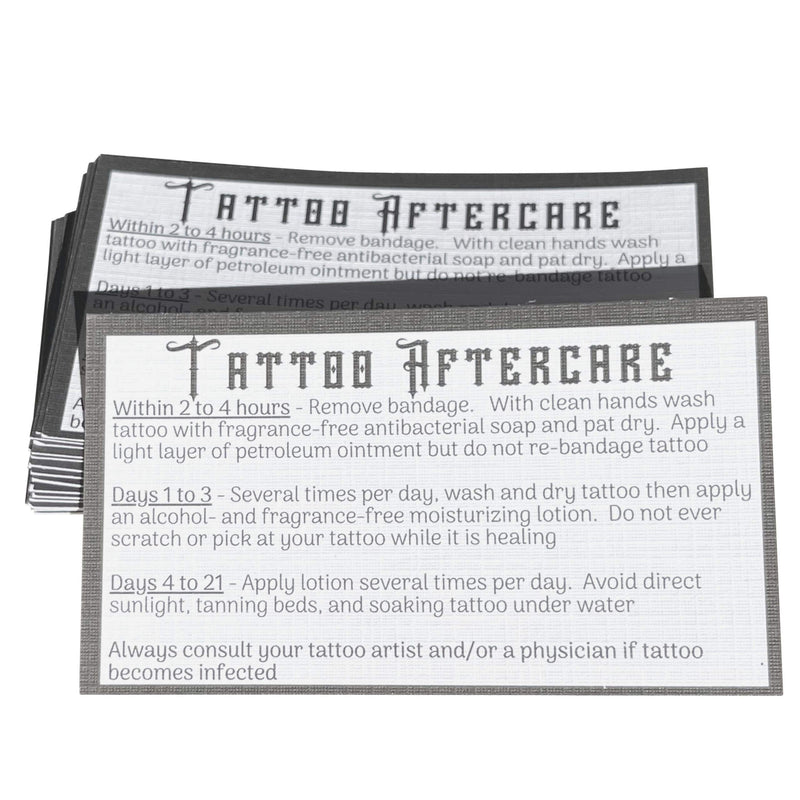 [Australia] - 100 Tattoo Aftercare Instructions Cards (3.5” X 2” inches) Tattoo Aftercare Cards, Supplies for Professional Tattoo Shop 