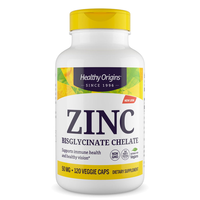 Healthy Origins Zinc Bisglycinate Chelate 50 mg, 120 Veggie Caps