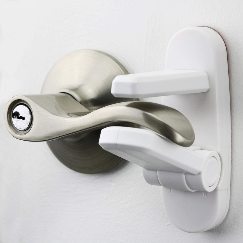[Australia] - Door Lever Lock (1 Pack) Prevents Toddlers from Opening Doors. 3.25" L * 1.5" W * 4.5" H Easy One Hand Operation for Adults. Durable ABS with 3M Adhesive Backing. Simple Install, No Tools Needed. White 1 Count (Pack of 1) 