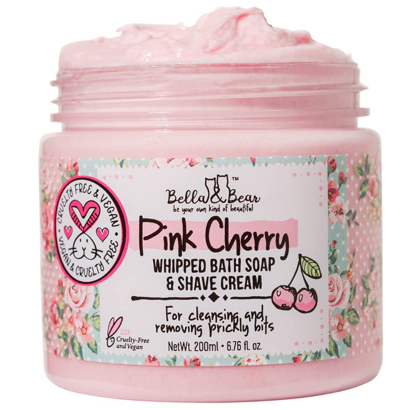 [Australia] - Bella & Bear Pink Cherry Bath Soap & Shave Cream, Paraben Free, No Harmful Chemicals, Cruelty Free, Vegan, 6.7oz 
