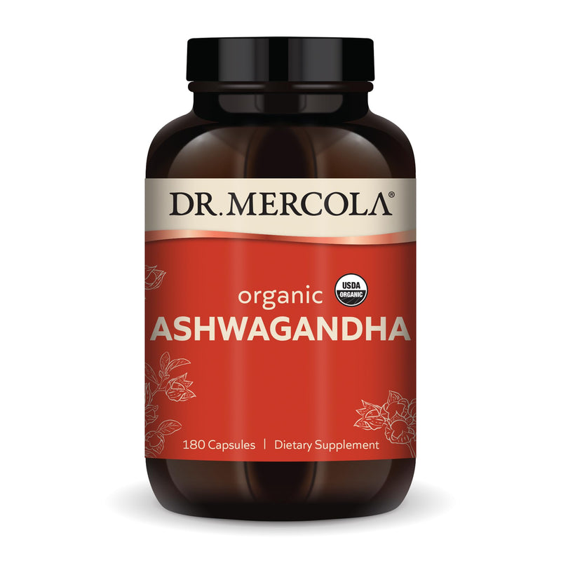 [Australia] - Dr. Mercola Organic Ashwagandha, 90 Servings (180 Capsules), Dietary Supplement, Supports Energy Production, Non-GMO, Certified USDA Organic 180 Count (Pack of 1) 