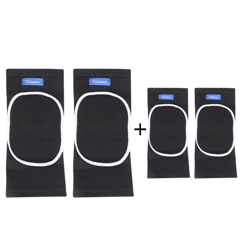 ANKOMINA Unisex Adult 2 Pairs Knee Pad and Elbow Support Set,Anti-Slip Breathable Flexible Elastic Knee Brace Knee Elbow Support Protector for Volleyball Football Dance Yoga Skating Baskeball Sport Black L(Adult