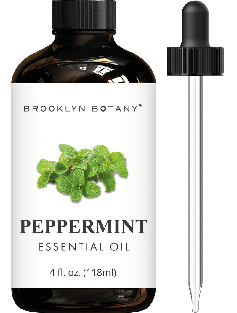 [Australia] - Brooklyn Botany Peppermint Essential Oil - Huge 4 Fl Oz - 100% Pure and Natural - Premium Grade with Dropper - for Aromatherapy and Diffuser 4.00 Fl Oz (Pack of 1) 