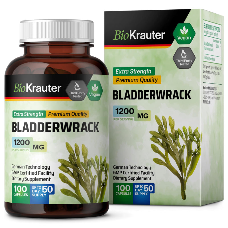 [Australia] - Bladderwrack Capsules - Premium Vegan Supplement - Potent Formula from Natural Marine Source of Iodine - 1200 mg per Serving - 100 Veggie Capsules 