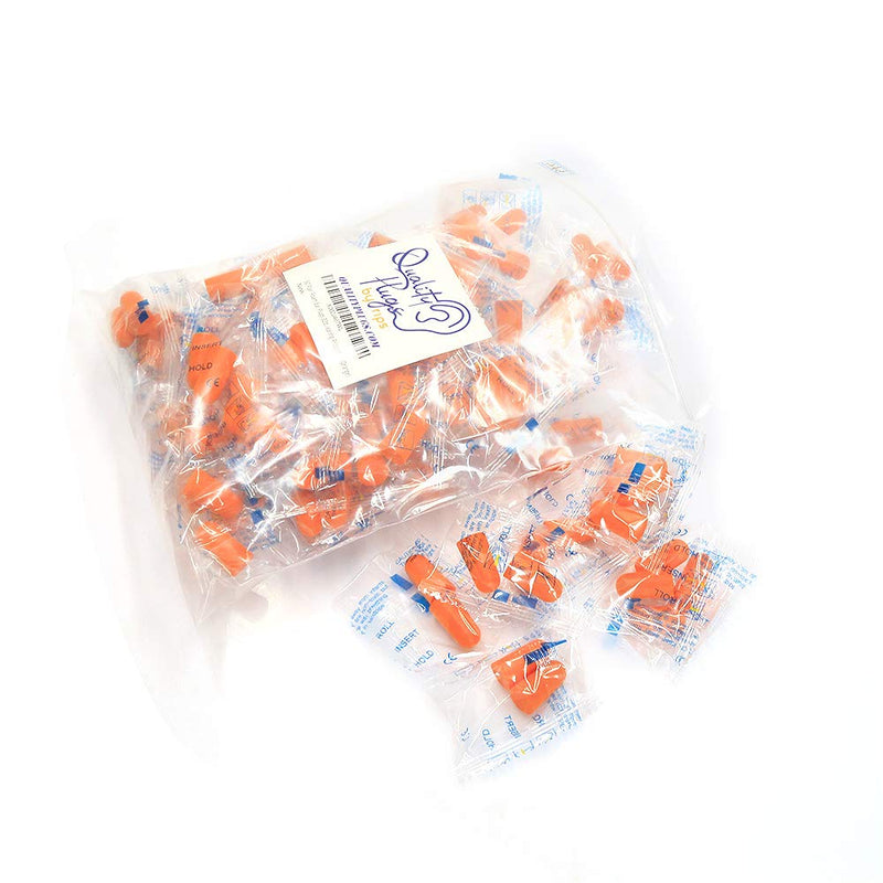 [Australia] - Quality Foam Earplugs 50 Pair- 32dB Noise Cancelling Disposable Individually Wrapped Packaged Bulk High Decibel Ear Plugs for Sleeping Travel Concert Shooting Hunting Study Work Construction Safety Orange 
