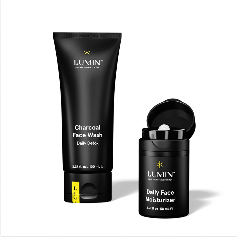[Australia] - Lumin - Dynamic Duo - Skin Care kit for Men - Includes: Charcoal Face Wash Daily Detox & Daily Face Moisturizer,Suitable for all skin types, Daily Use, Two Month Supply 