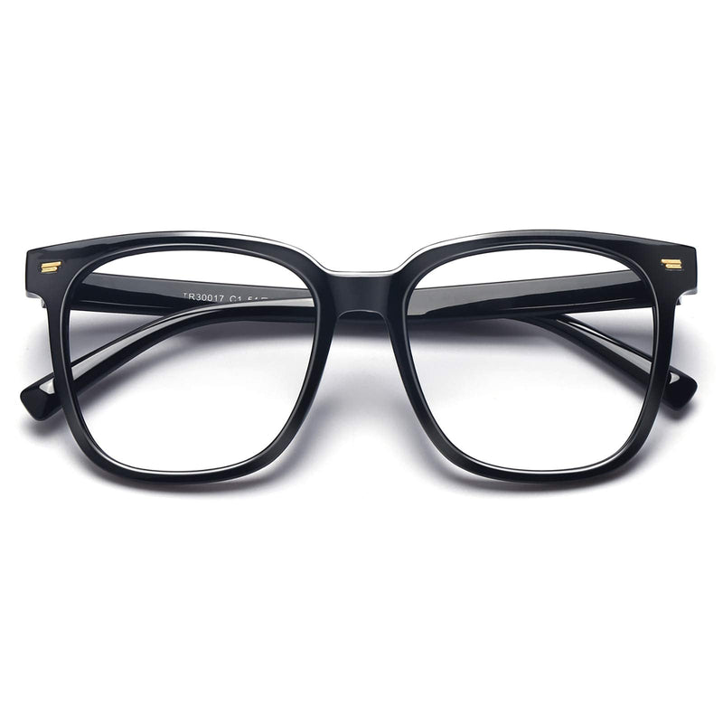 [Australia] - PANNER Oversized Square Blue Light Blocking Glasses for Women Men Anti Glare Reduce Eyestrain Computer Glasses Black 54 Millimeters 