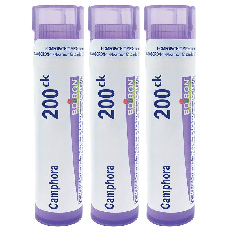 Boiron Camphora 200Ck Homeopathic Medicine for Onset of Common Cold - Pack of 3 (240 Pellets) | Single-medicine homeopathic pellets for Onset of Common Cold. Size: Pack of 3 (240 Pellets).
