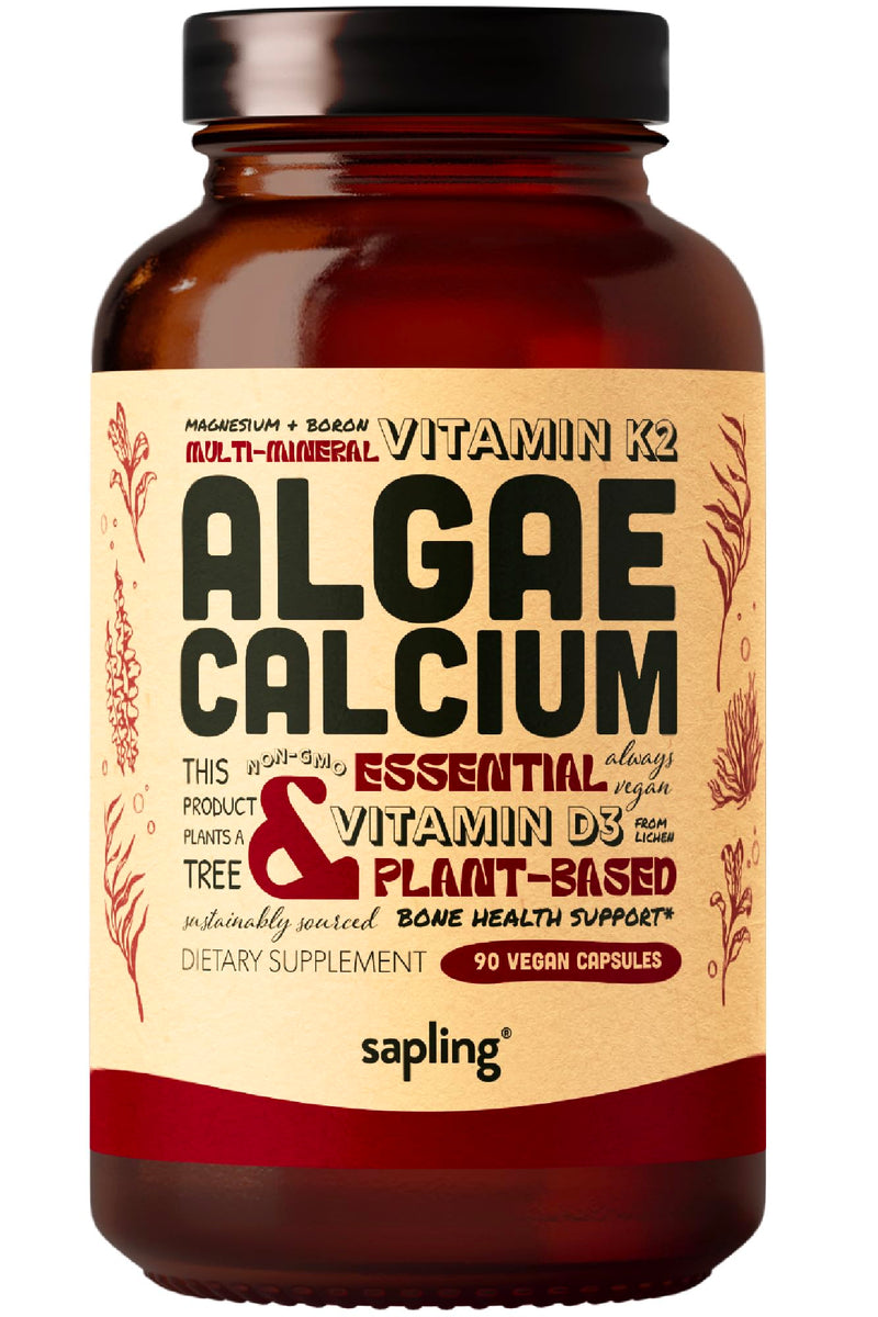 [Australia] - Calcium Supplement - Whole Food with Vitamin K2 & D3, Magnesium, Zinc, Boron, Mineral Complex. Sourced Sustainably from Red Algae. for Bone Strength and Support. Non-GMO & Vegan 90 Capsules. 