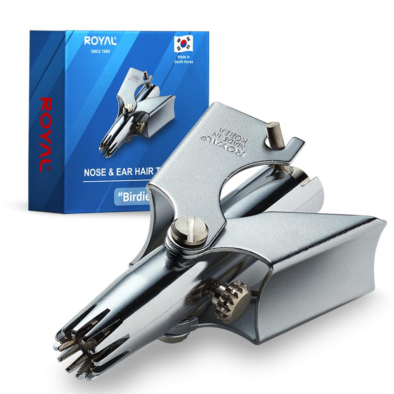 ROYAL [Made in Korea] Nose Hair Trimmer for Men Birdie, Manual, Battery-Free, Waterproof, Painless with Twelve Dual-Edged Blades, Patented Mechanism ET-4 Silver