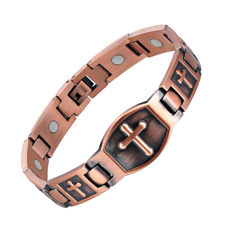 [Australia] - Pure Copper Bracelet for Men, Ultra Strength Magnetic Cross Bracelets for Men, Mens Copper Cross Bracelet, Copper Jewelry Gift with Sizing Tool 