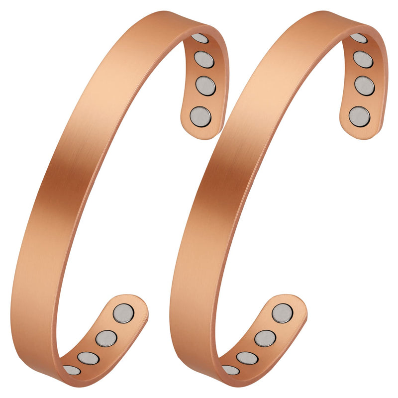 [Australia] - Feraco Copper Magnetic Bracelet for Men Women, 99.99% Pure Copper Cuff Bangle with Effective Neodymium Magnets, Copper Jewelry Gifts 