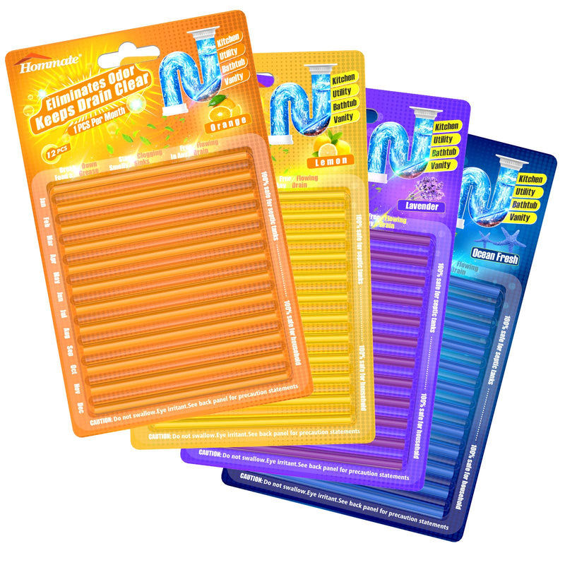 [Australia] - Drain Sticks Drain Stix DrainStix Drain Cleaner Sticks Drain Cleaner and Sticks Disposal Sticks Enzyme for Odor Clogs Remover Sink Septic Sticks for Drain As Seen On TV Unscented 