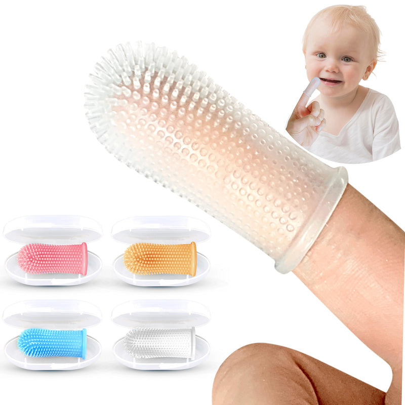 [Australia] - Baby Toothbrush, 360 Degree Bristle Silicone Finger Toothbrush 6 to 12 Months, and Toddler Toothbrushes 1-2, Set of 4 – Multi Colors Multi-colors 