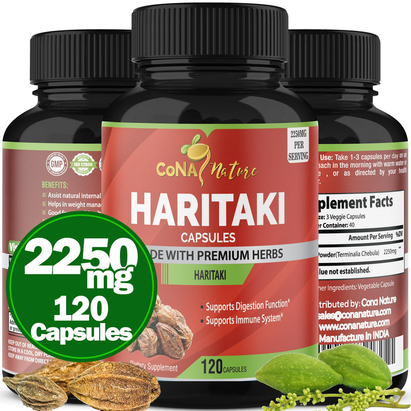 [Australia] - Organic India Haritaki Capsules 2250MG, Rejuvenation, Improving Digestion, Maintains Regularity | Non-GMO Vegan Gluten-Free Herbs and Supplements, 120 Caps 