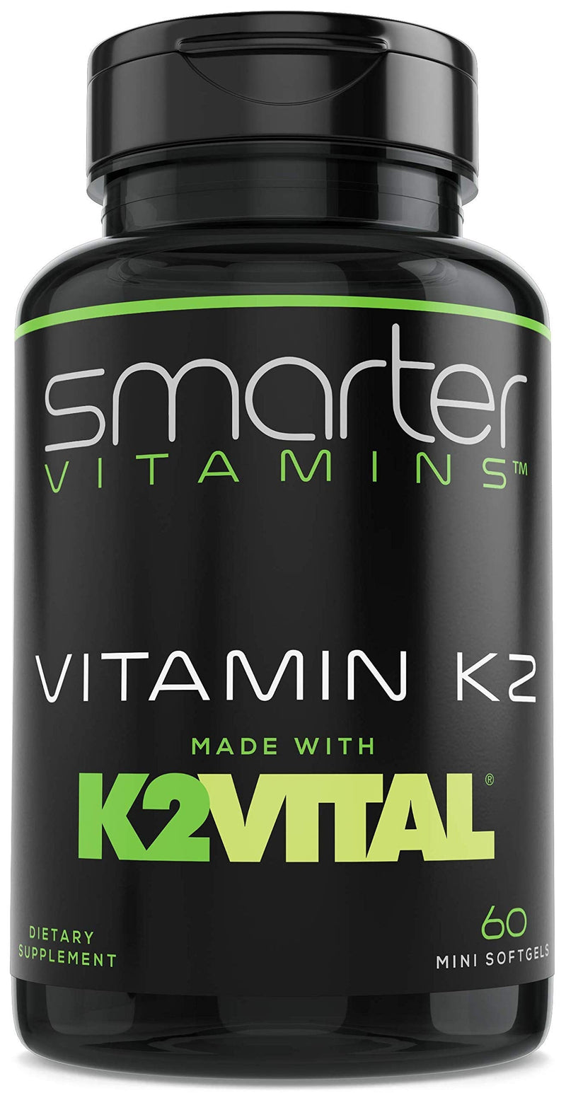 [Australia] - Smarter Vitamin K2 MK7 100mcg, Made with K2VITAL and Kale, 60 Liquid Softgels 60 Count (Pack of 1) 