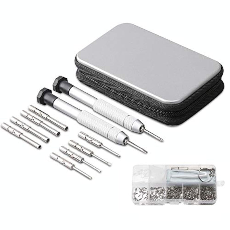 [Australia] - Precision Screwdriver Set, Eyeglass repair kit with 10-style screwdrivers/nose pads/4 in 1 portable screwdrivers/ear hook/tweezer for eyeglasses sunglass watch calculator (with 70-style screws) 