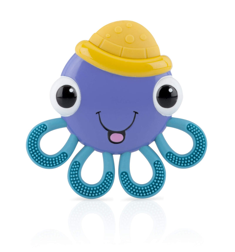 [Australia] - Nuby Vibe-eez Vibrating Teether - Battery Powered - Textured Surface and Easy to Grasp Toy for Baby Teething Relief - 3+ Months - Octopus 