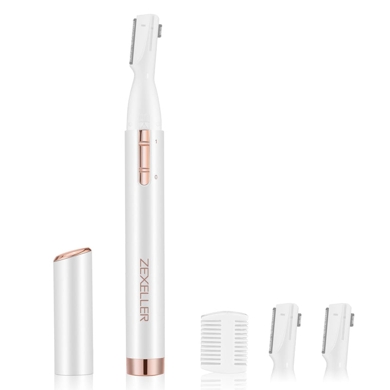 [Australia] - Upgraded Eyebrow Trimmer, Precision Facial Hair Trimmer with Comb, Battery Operated Painless Electric Eyebrow Razor Facial Hair Remover Face Chin Neck, Upper-Lip, Peach-Fuzz 