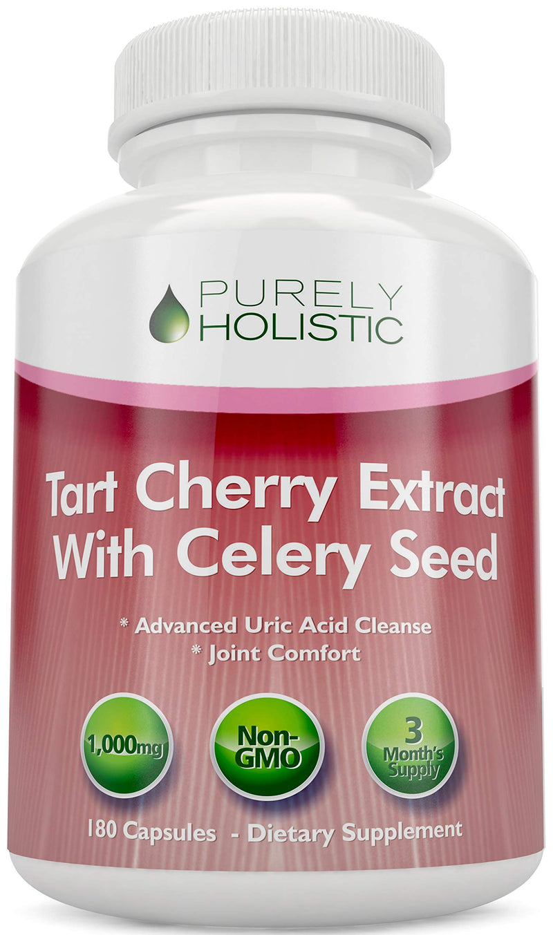 [Australia] - Tart Cherry Extract Capsules 1,000mg - 180 Capsules, 3 Month Supply - Blend with Tart Cherry and Celery Seed Powder 