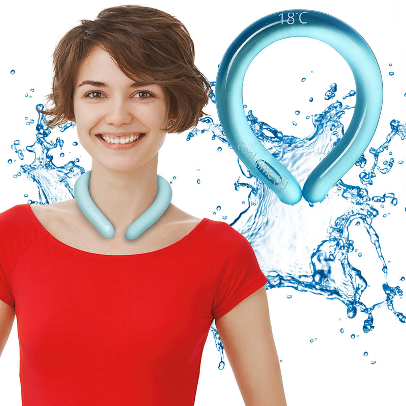 [Australia] - Neck Cooling Tube | Wearable Cooling Neck Wraps for Summer Heat I Hands Free Cold Pack | Reusable Neck Cooler (Blue) Blue 
