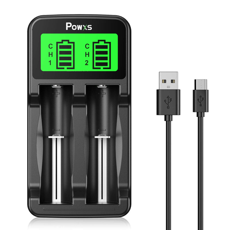 [Australia] - POWXS LCD Universal 18650 Battery Charger for 3.7V Li-ion Rechargeable Battery 18650 18490 18350 17670 17500 16340(RCR123) 14500 Lithium Batteries and Ni-MH Ni-CD Rechargeable AA AAA Batteries 