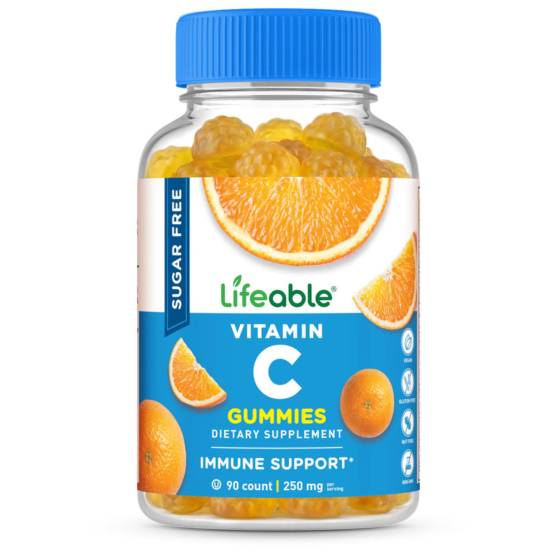 Lifeable Sugar Free Vitamin C – 250 mg – Great Tasting Natural Flavor Gummy Supplement – Vegetarian GMO-Free Chewable Vitamins – for Immune Support – for Adults – 90 Gummies 90 Count (Pack of 1)