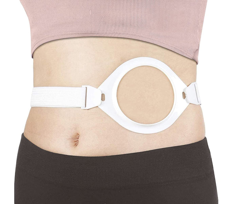 [Australia] - MUYU Lightweight Ostomy Belt, Portable Length Adjustable Strap Ostomy Hernia Belt, for Post-Operative Care After Colostomy Ileostomy Surgery. White 