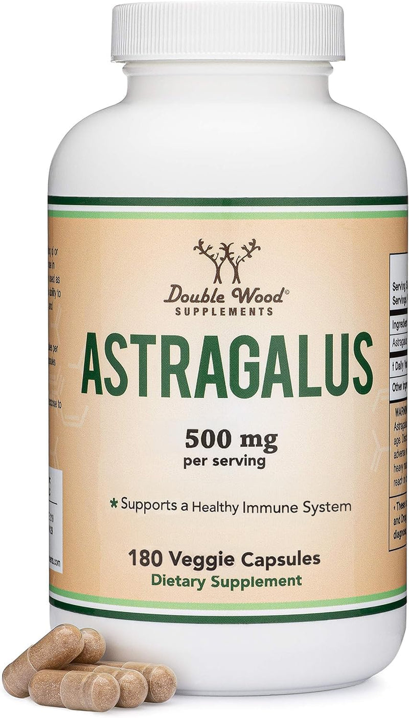 [Australia] - Double Wood Supplements Immune Boosting Astragalus 500mg 180 Capsules - Rich in Flavonoids and Polysaccharides - Non-GMO, Gluten Free, Third Party Tested 
