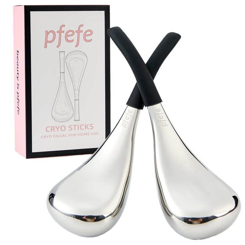 pfefe Ice Globes Facial Skin Care Tools for Women Face Eyes, Stainless Steel Face Beauty Cryo Sticks for Girls Ladies, Esthetician Supplies Cooling Spa Globes Cold Roller with Storage Case Black
