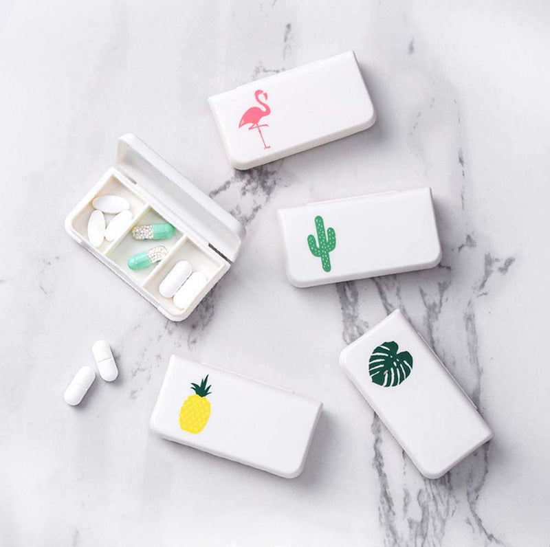 LINXI 4 Pack Small Pill Organizer, Individual Compartments Holds Vitamin, Medicine, Portable, Small Pill Container for Purse or Pocket