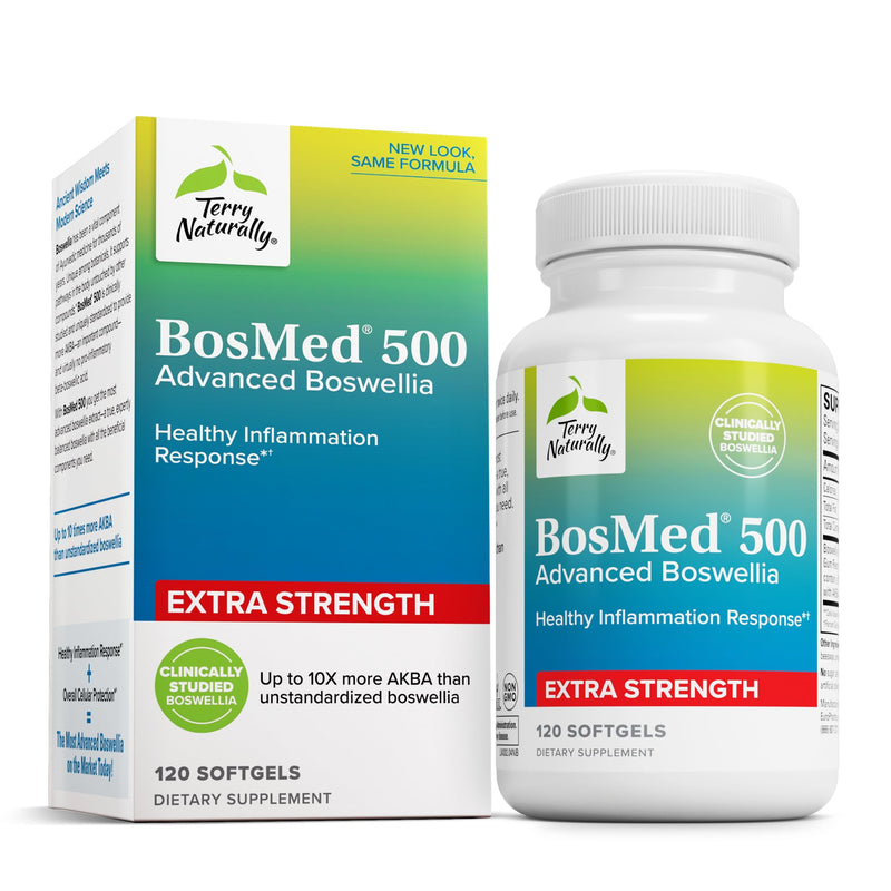 [Australia] - Terry Naturally BosMed 500 Extra Strength - Boswellia Serrata Extract - Supplement for Healthy Lung Support - Herbal Supplement Formula with High Levels of AKBA - 120 Softgels 