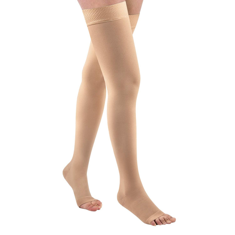 [Australia] - Thigh High 20-32 mmHg Compression Stocking Toeless Compression Socks for women & men circulation with Silicone Dot Band Beige X-Large(1 Pair) 