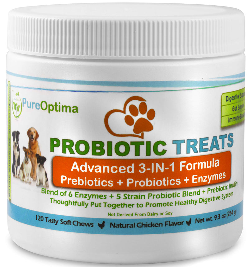 Probiotics Chews for Dogs, Digestive Enzymes + Prebiotics Improves Digestion, Diarrhea, Constipation, Gas, Bad Breath, Leaky Gut, Allergy Immunity Daily Supplement 120 Counts - PawsPlanet Australia