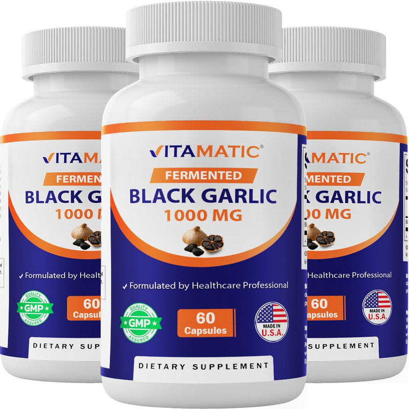 [Australia] - Vitamatic 3 Pack Fermented Black Garlic Extract 1000 mg 60 Capsules - Non-GMO, Gluten Free - (Total 180 Capsules) 
