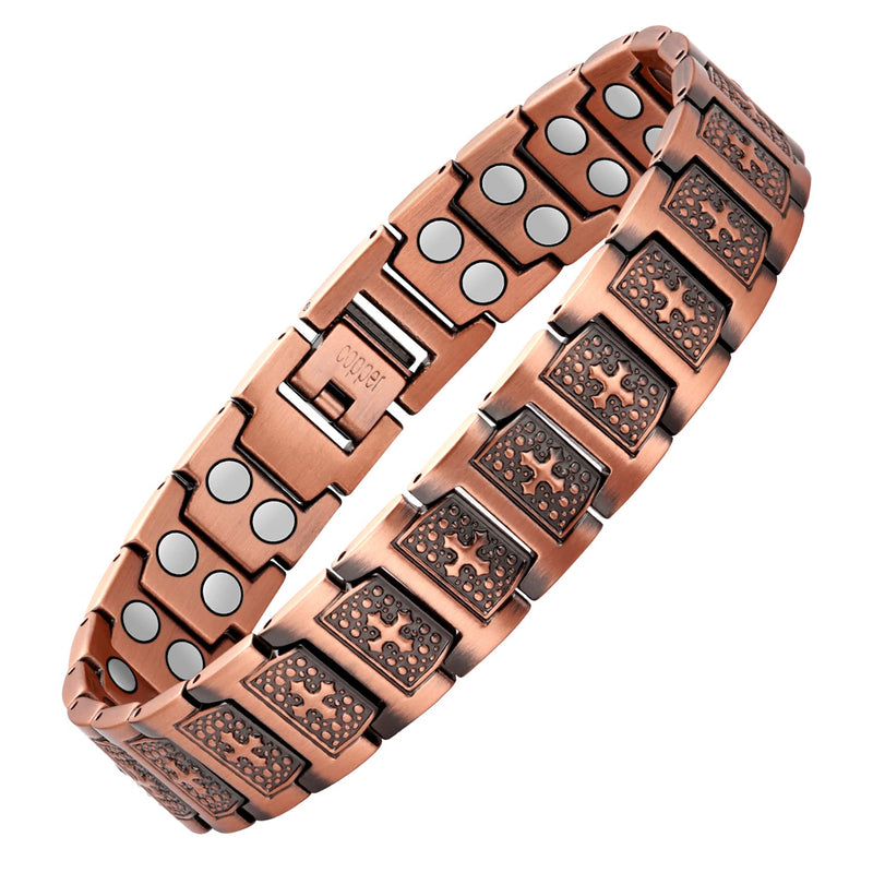 [Australia] - Jecanori Pure Copper Bracelet for Men, Magnetic Cross Bracelets for Men with 3500 Gauss Magnets, Mens Pure Copper Bracelet 