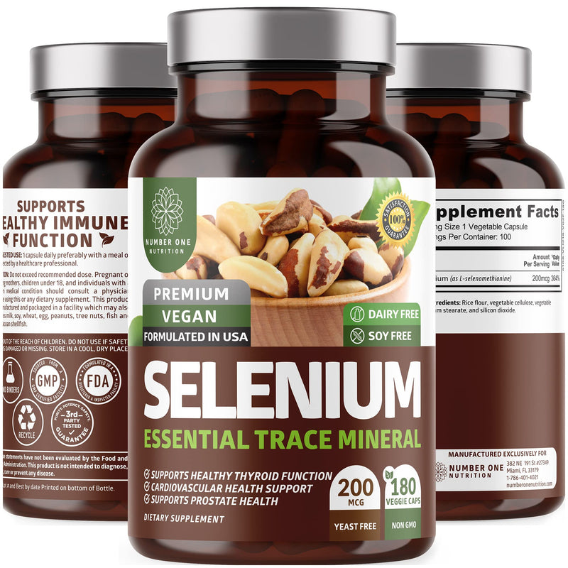 [Australia] - N1N Premium Pure Selenium [200MCG, Max Absorption] Essential Trace Mineral to Support Immunity, Heart, Thyroid and Prostate Health, 180 Veg Caps 