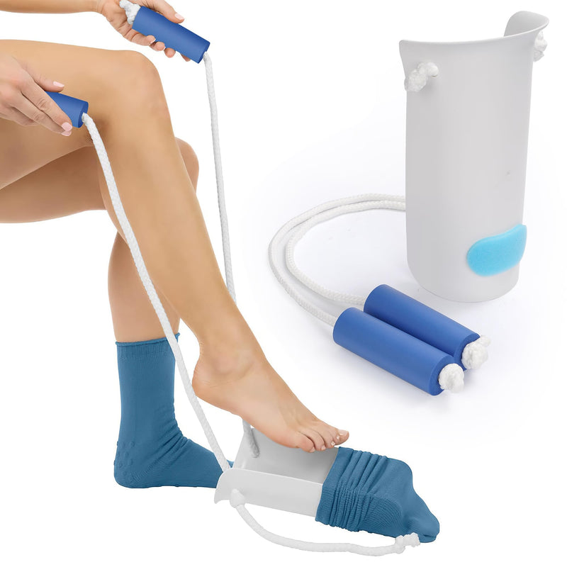 [Australia] - Sock Aid, Easy to Use Sock Helper with Foam Handles, Sock Aide Device Pull Up Assistance Help, Sock Helper Stocking Slider for Elderly, Senior, Pregnant, Diabetics(White) White 1 Pack 