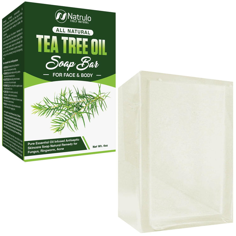 [Australia] - Tea Tree Oil Soap Bar for Face & Body, 4oz – Antifungal Antiseptic Natural Remedy Skin Cleanser – Pure Essential Oil Infused Skincare Cleansing Anti Fungal Bar Soap for Fungus, Ringworm, Acne 