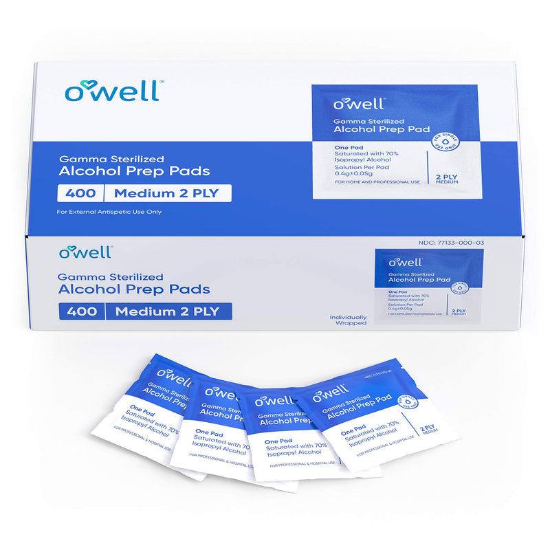 [Australia] - Alcohol Wipes, 400 Count | Medical & Professional Sterile Alcohol Prep Pads | Individually Wrapped 2-Ply Antiseptic Alcohol Pads Great for First Aid Kits & Personal Use 400 Count (Pack of 1) 