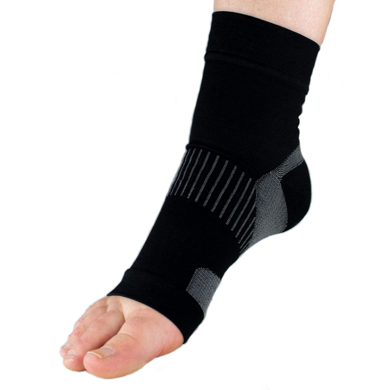 LEGEND Compression Wear Foot Sleeve, Plantar Fasciitis Relief, Heel, Foot, and Arch Pain Support, Swollen Feet, Made in the USA, Black, 1 Sleeve, Small
