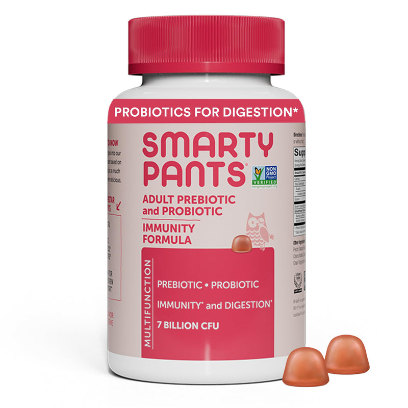 [Australia] - SmartyPants Men's & Women's Probiotic Immunity Gummies: Prebiotics & Probiotics for Digestive Health & Immune Support Supplement, Gluten Free, Vegan, Strawberry Crème Flavor, 60 Count (30 Day Supply) Probiotic - Strawberry Crème 