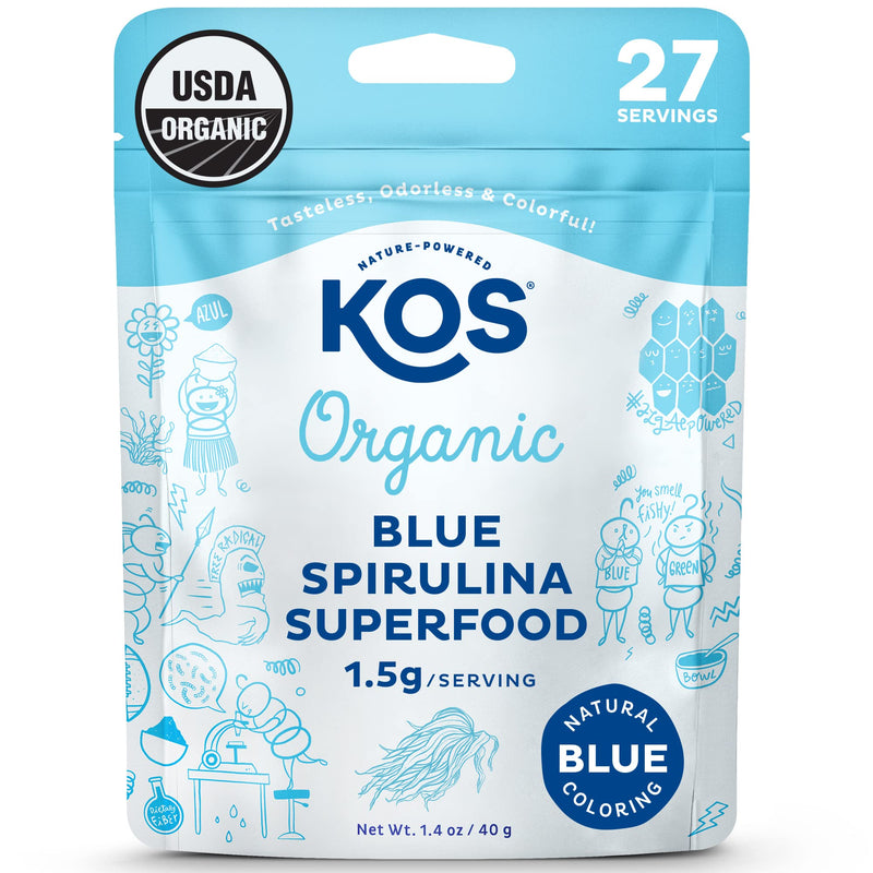 [Australia] - KOS USDA Organic Blue Spirulina Powder, Phycocyanin - Vegan Algae Superfood - Natural Food Coloring for Smoothies & Protein Drinks, Plant Based, Non GMO - 27 Servings 3. Luminous Blue Spirulina Powder 